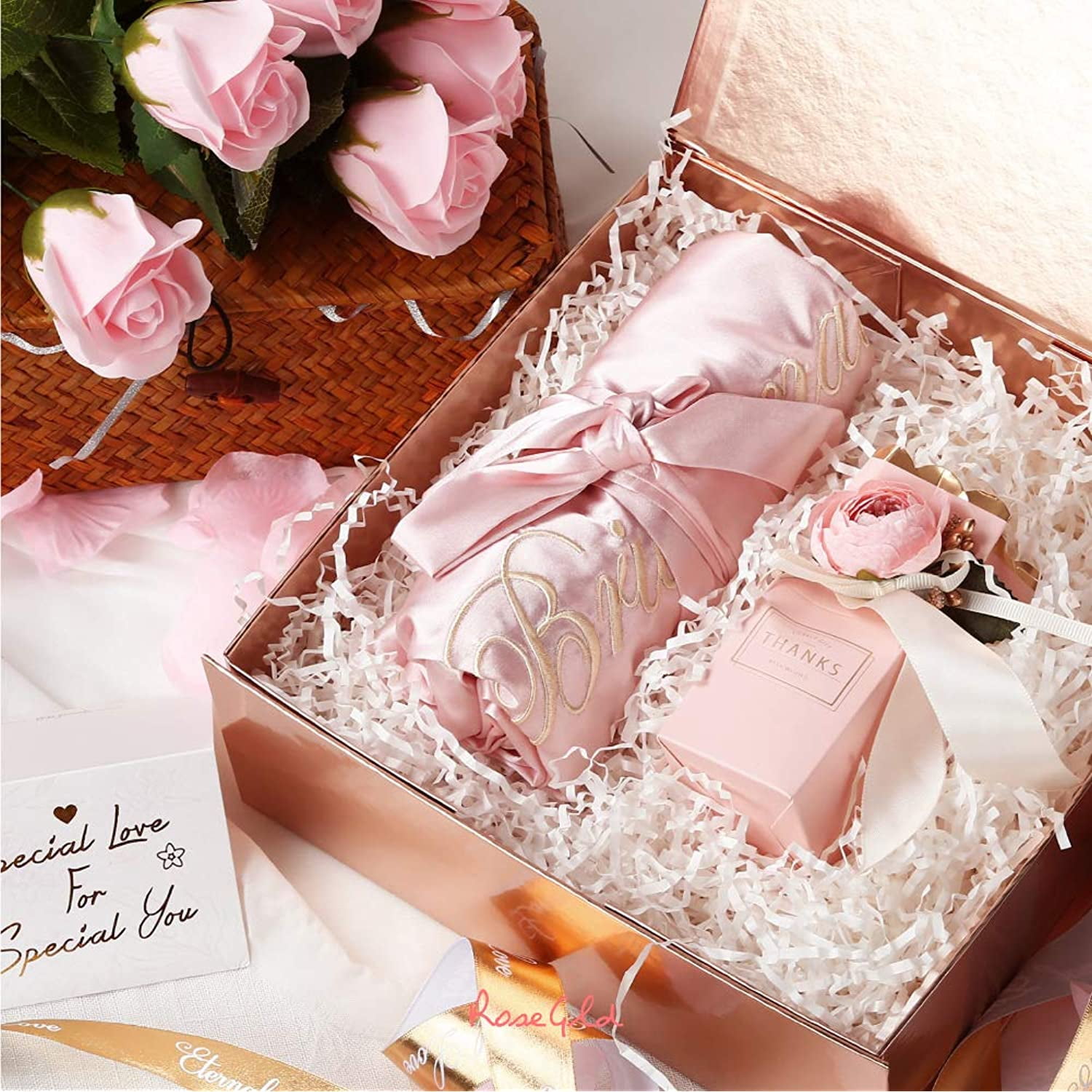 Gift Box with Lid Bow Wedding Bridesmaid Proposal Gold Black Paper 9.5x9.5x3.5/'/'